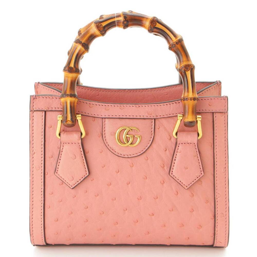 GucciGucci Diana Tote Bag Handbag Ostrich Pink
